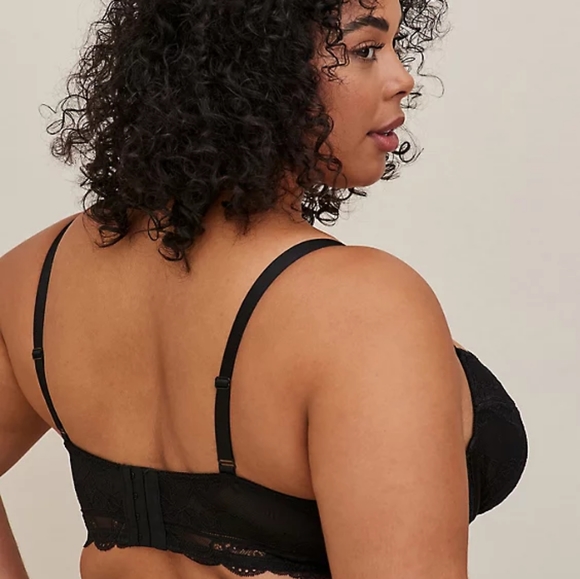 LONGLINE UNLINED UNDERWIRE BRA - LACE BLACK - Picture 3 of 4